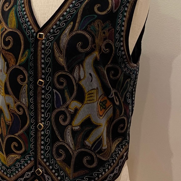 Pabst Blue Ribbon Womens Vest Beautiful Velvet Print w Elephants / Size XXL - Picture 11 of 14